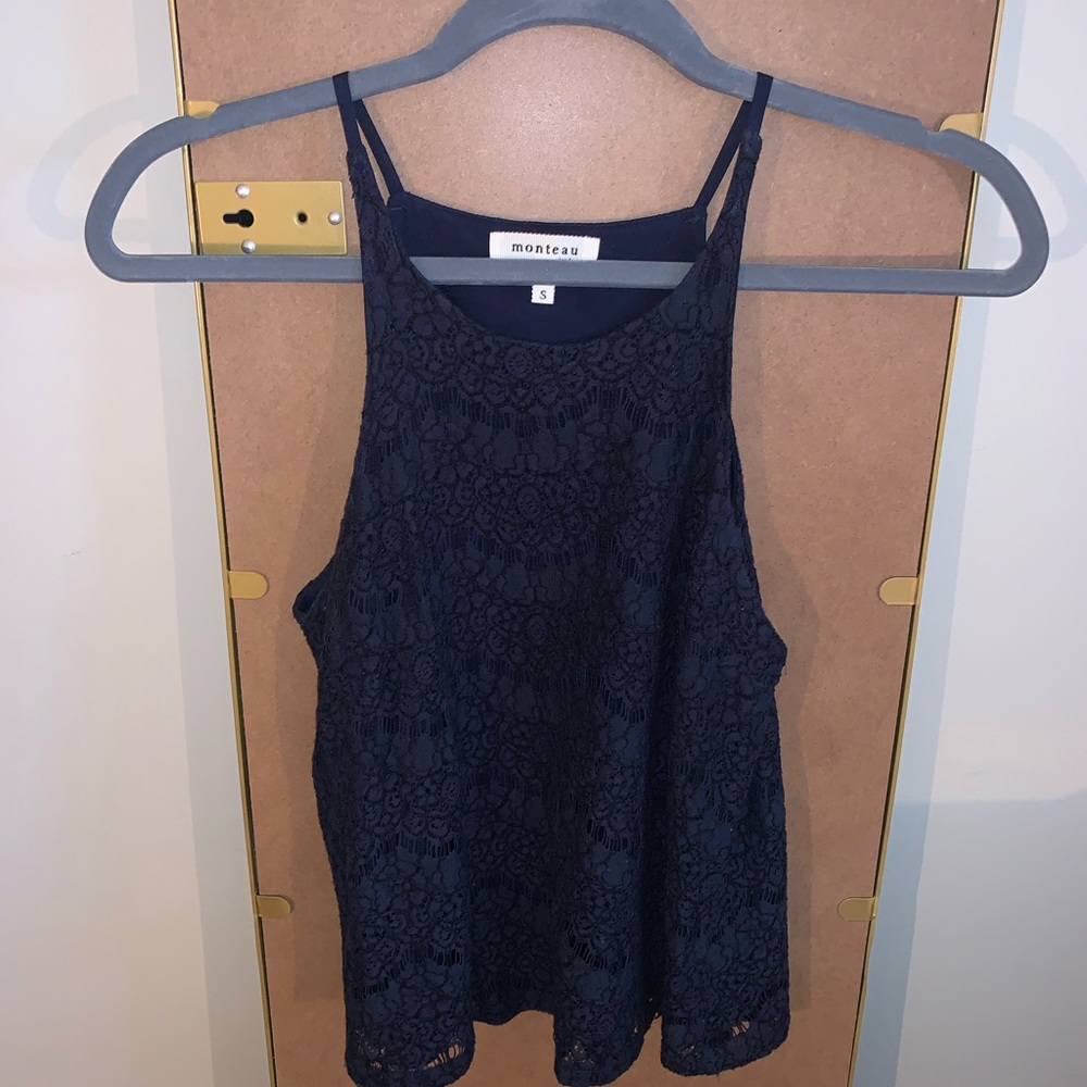 Blue Lace Halter Tank